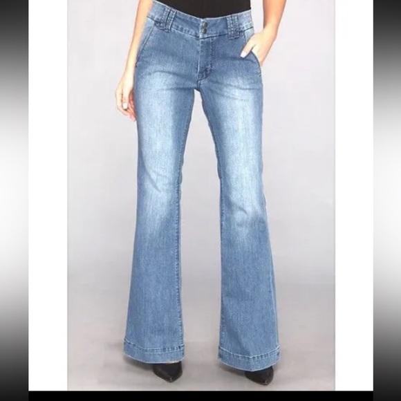Lucky Brand Vintage? Y2K Kick Flare Cotton Flap Back Pockets Trouser Jeans 10/30 - Picture 1 of 16